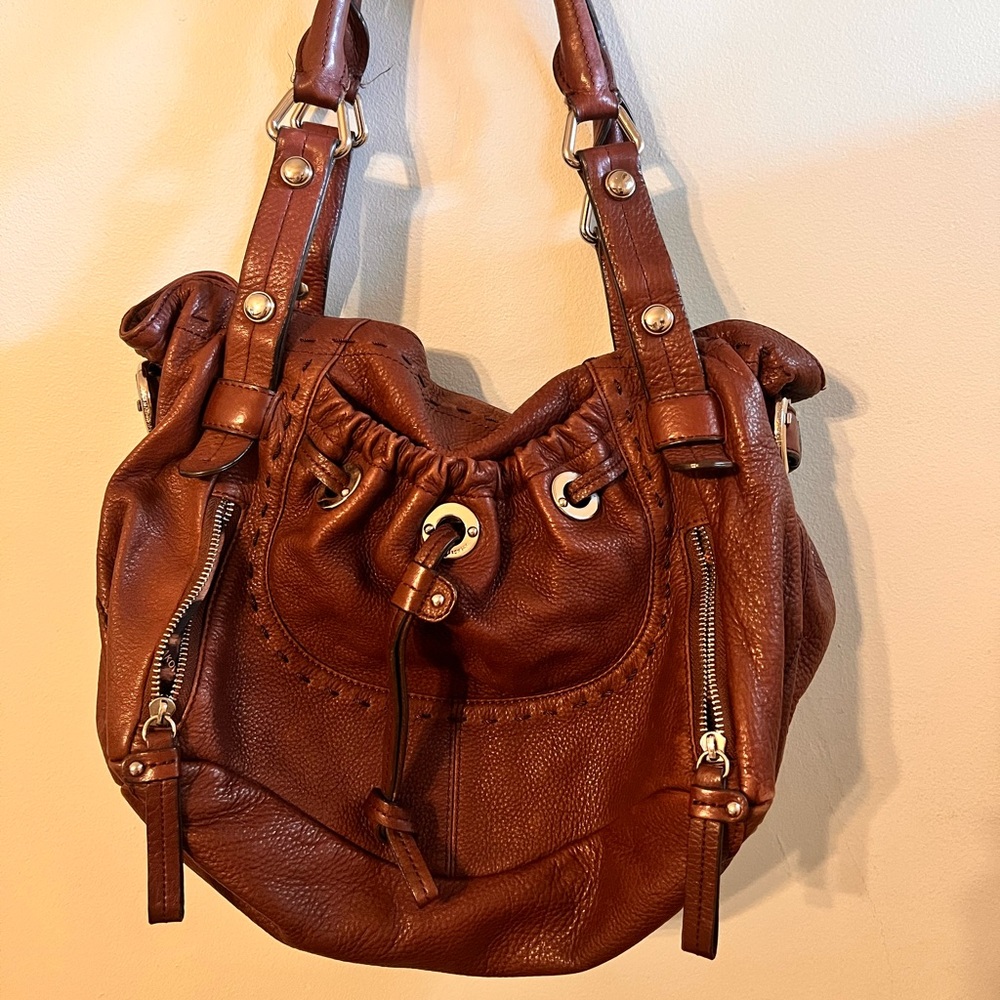 B Makowsky brown leather handbag